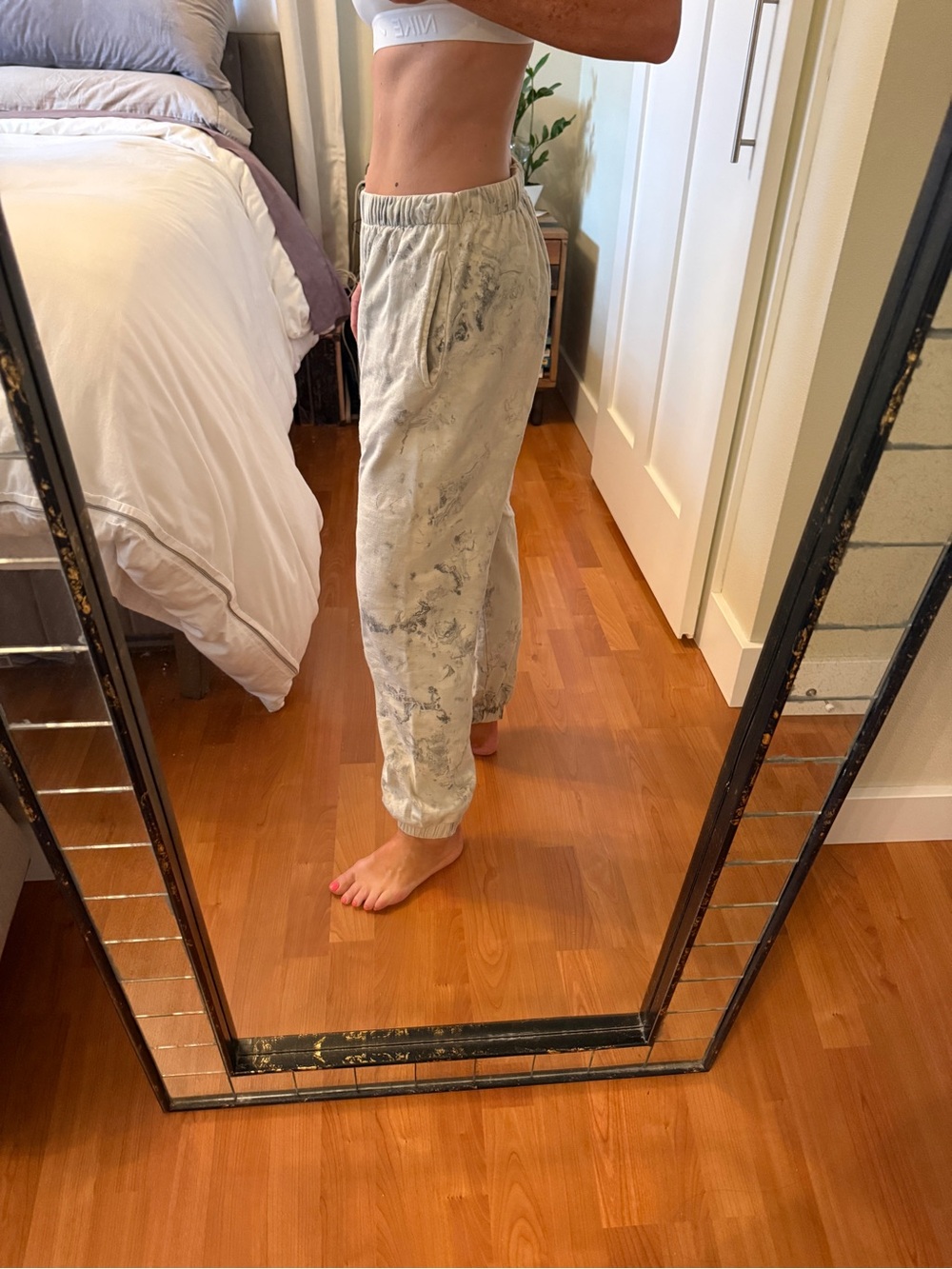 soulcycle Cream Marble-Print Jogger Pajama Bottoms